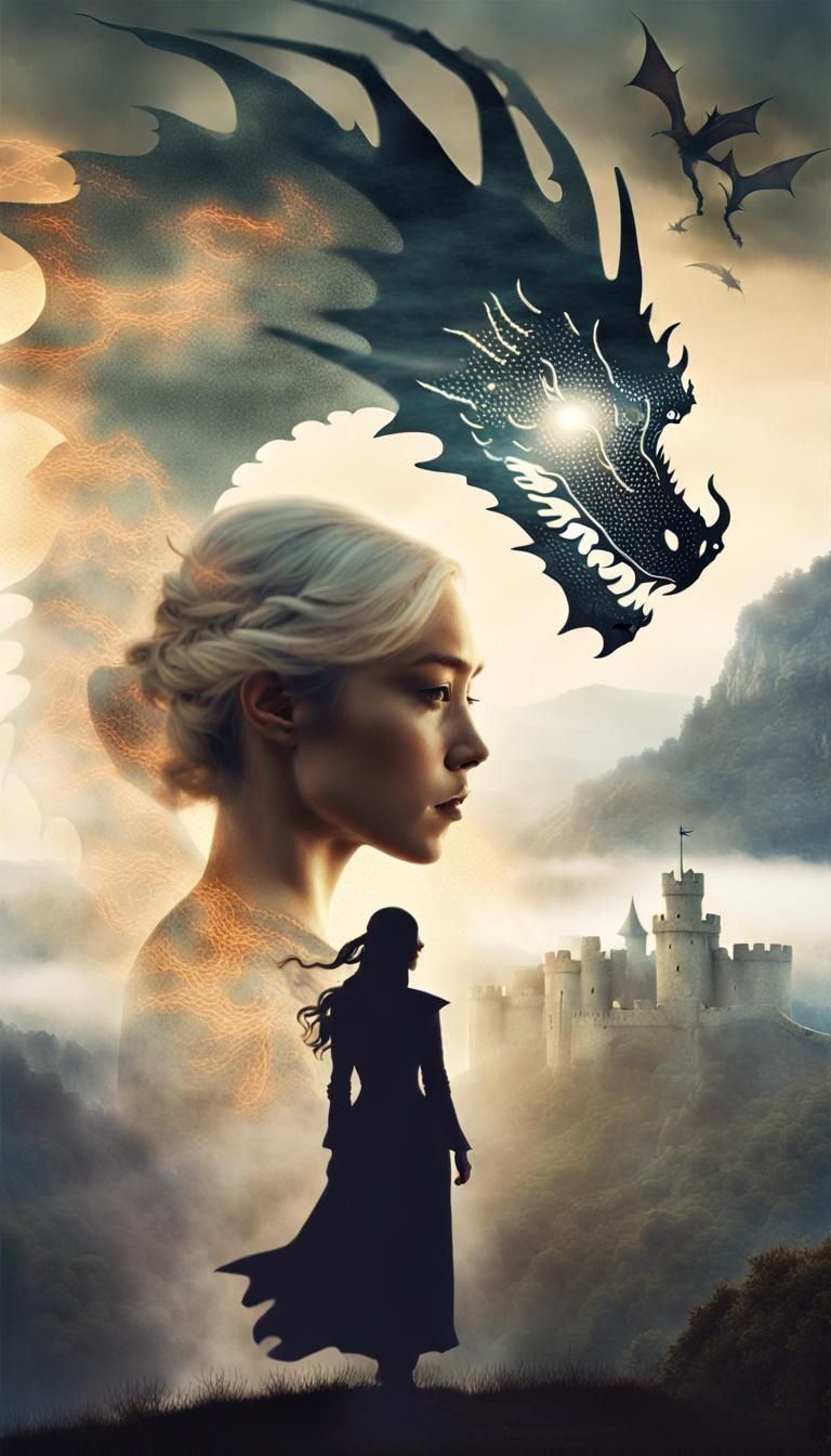 Dragon Silhouette Double Exposure Art