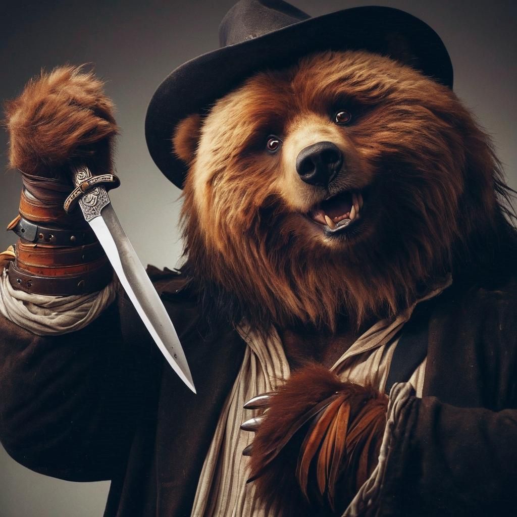 Grizzly Bear Assassin in Noir Style