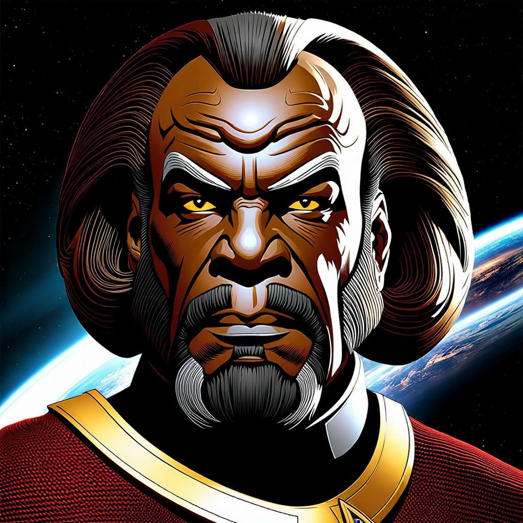 Hyperrealistic Portrait of Worf from Star Trek