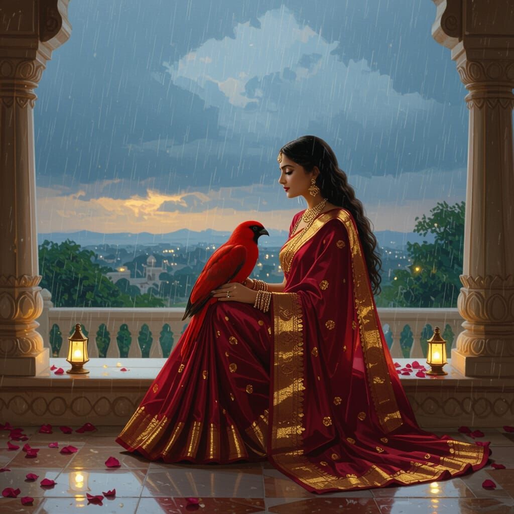 Radha on a Stormy Night: A Classical Indian Painting