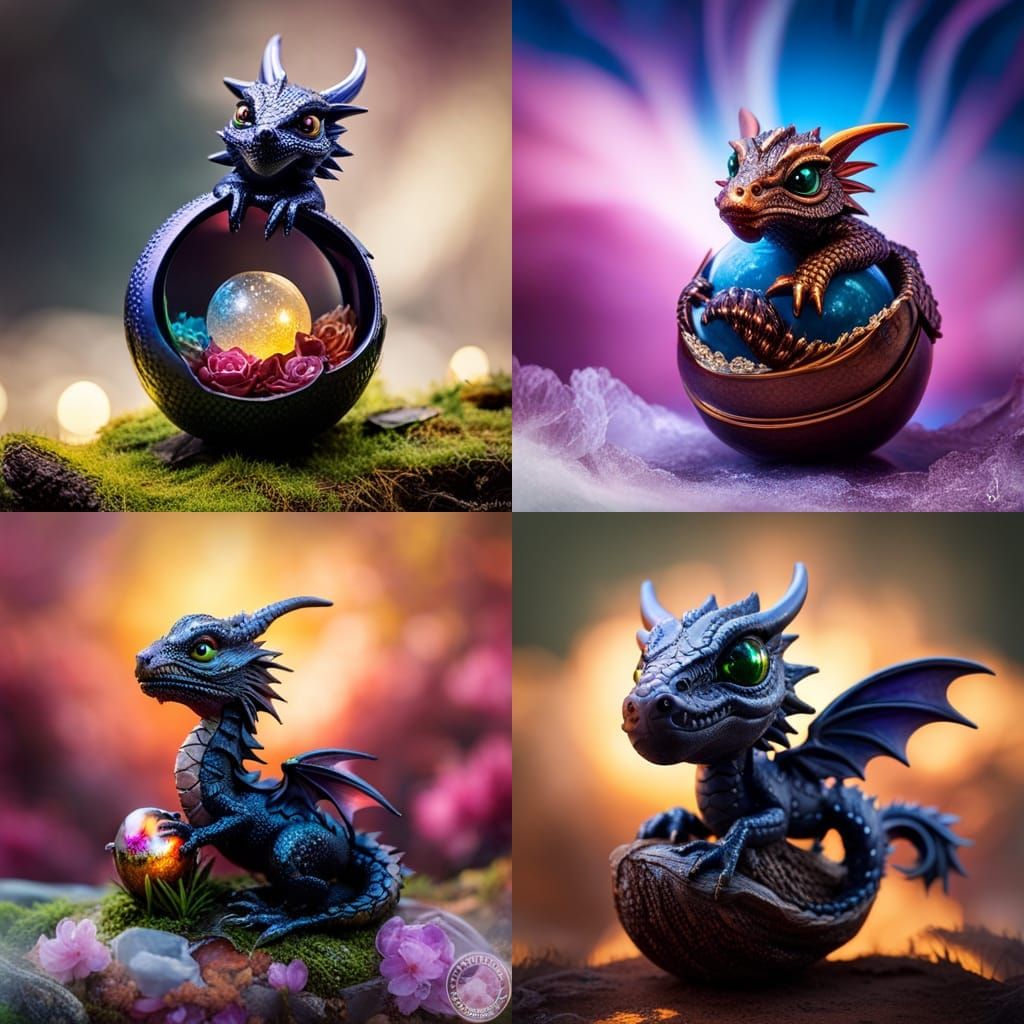 Intricate Baby Dragon Hatching From Egg