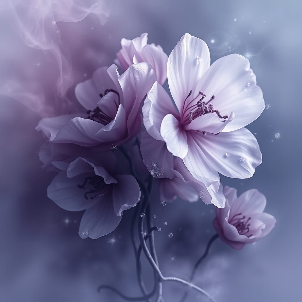 Ghostly Flowers in Abstract Ethereal Style