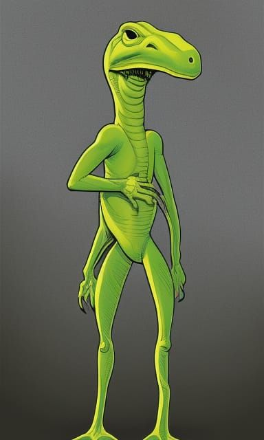 Anthropomorphic Reptilian Lizard in Comic Book Art