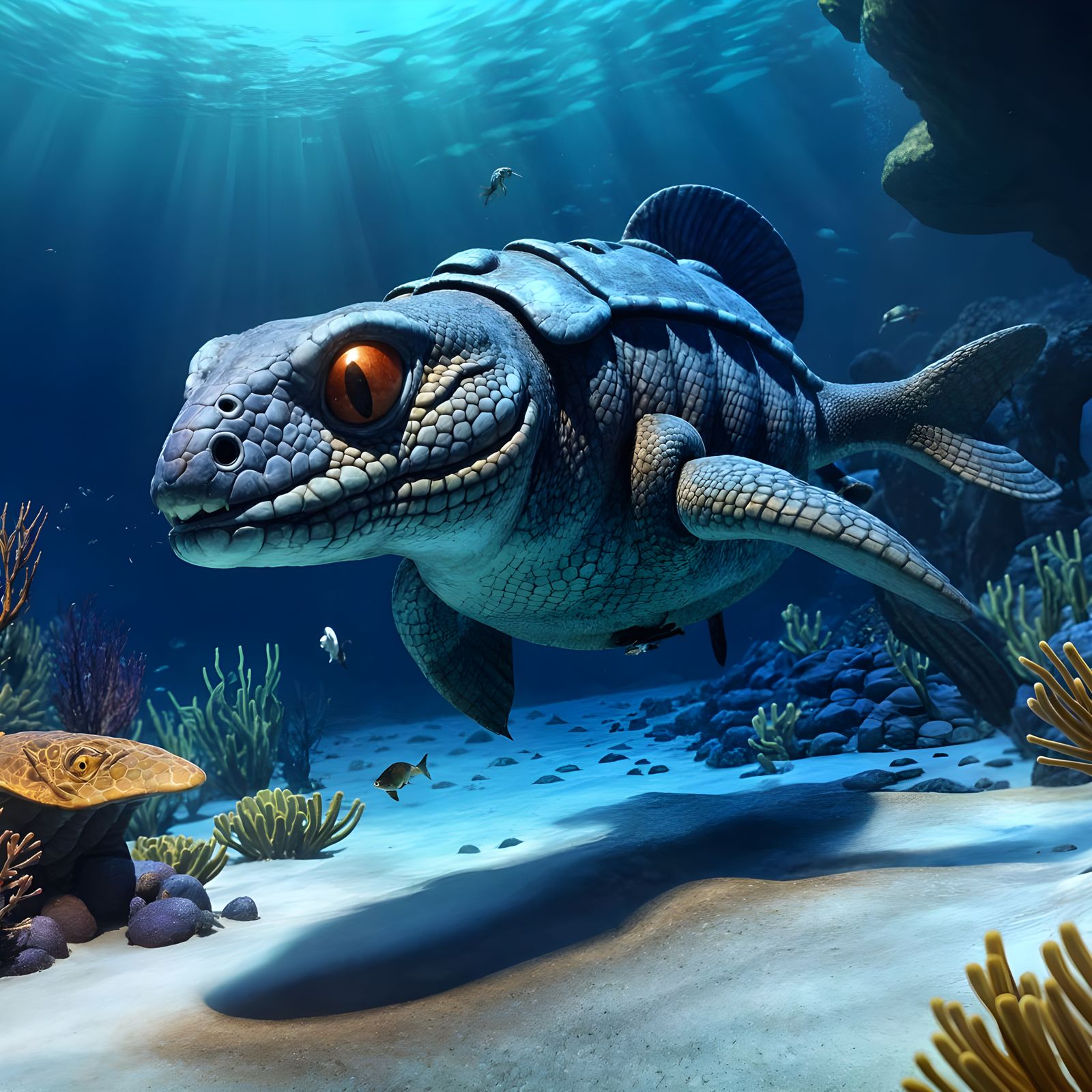 Amphisbaena Hunting Underwater: Mythical Creature