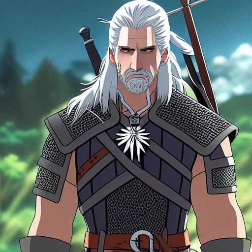 Geralt in Studio Ghibli Anime Style