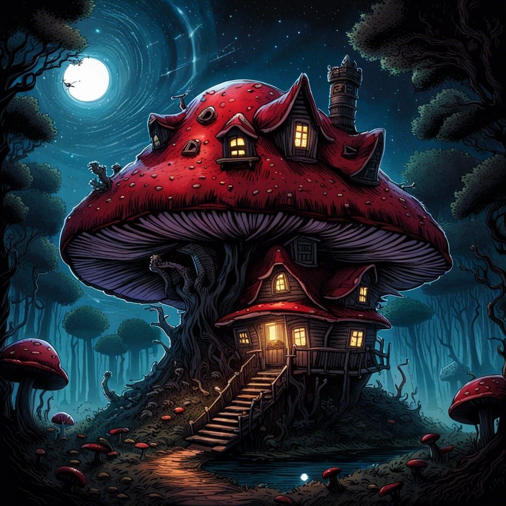 Gothic Horror Mushroom House in Swamp