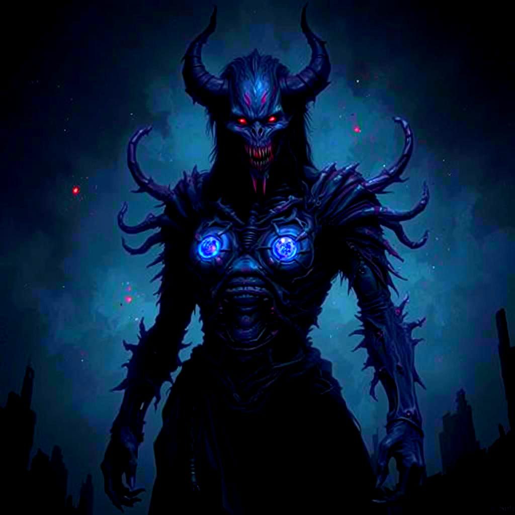 Dark Cosmic Abomination in H.R. Giger's Style