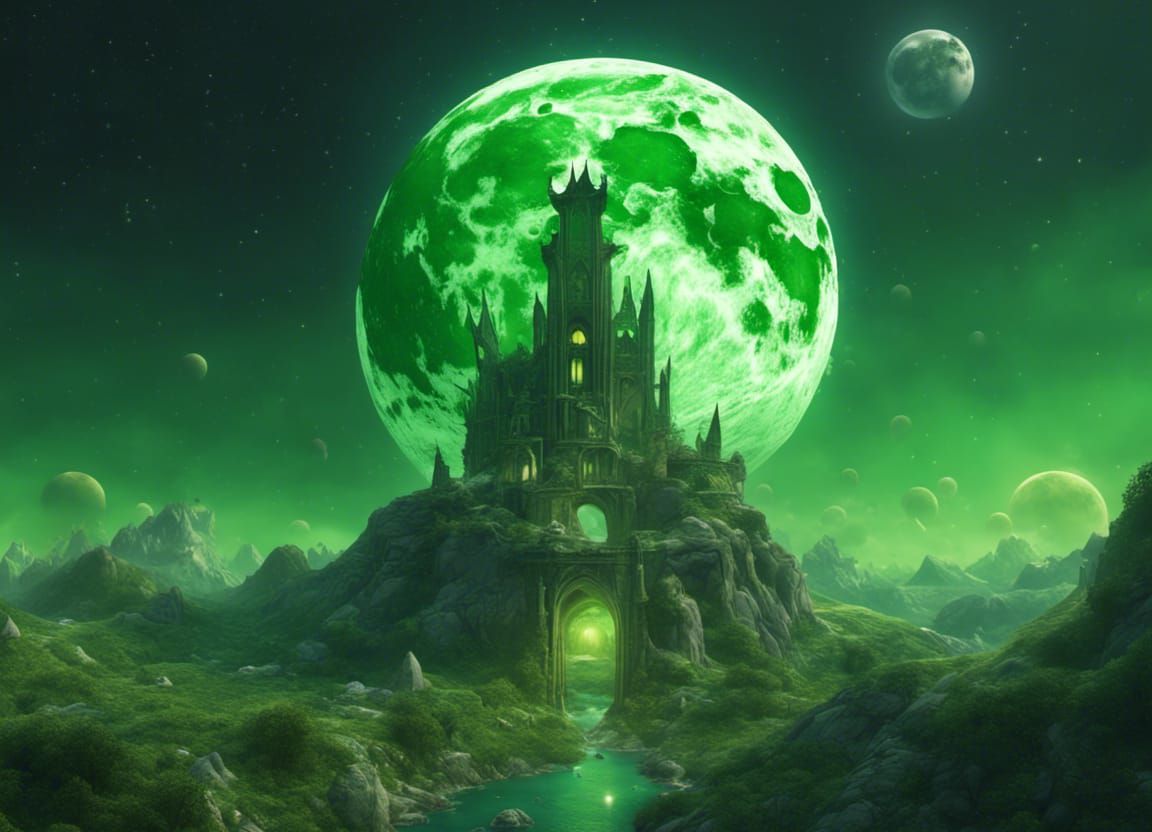 Light Green Swiss Cheese Moon in Matte Painting