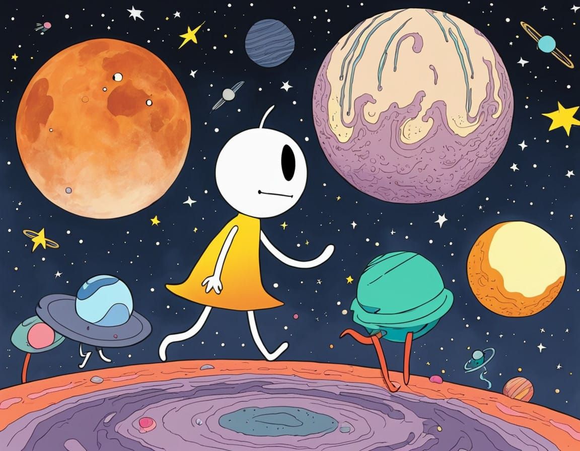 Is there life on Pluto?; Can you dance on the Moon?; Is there a place among the stars; Where I can go?