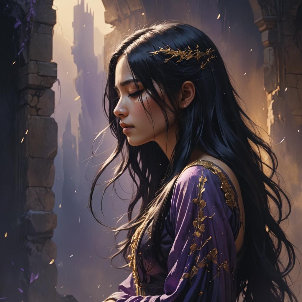 Girl Disintegrating in Dreamlike Fantasy Art