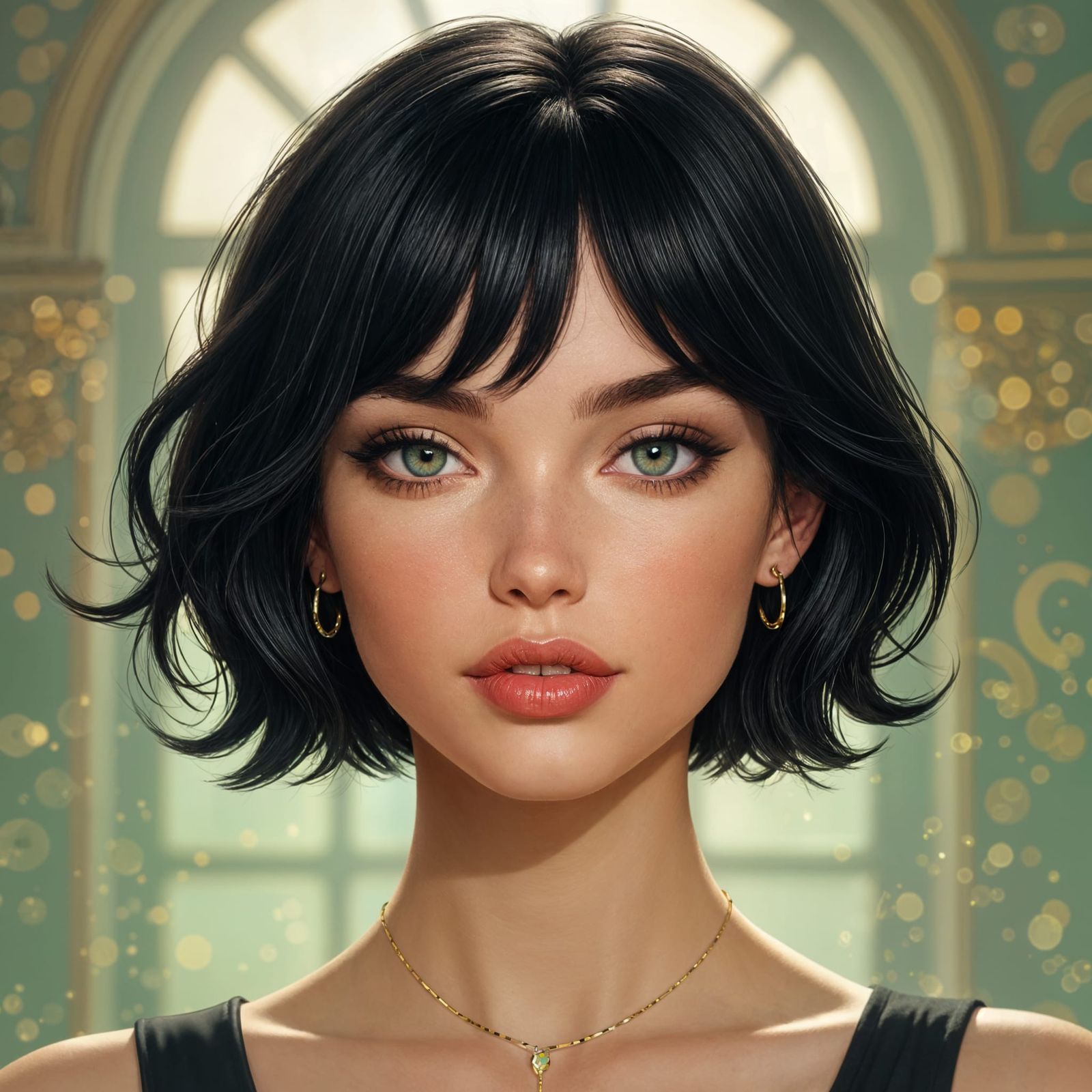 Belgian Model Portrait with Green Eyes, 8k Concept Art