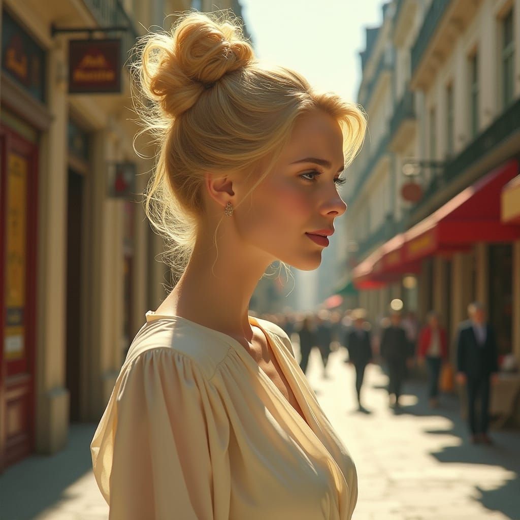 Elegant Woman in Paris Inspired by Hyperrealism