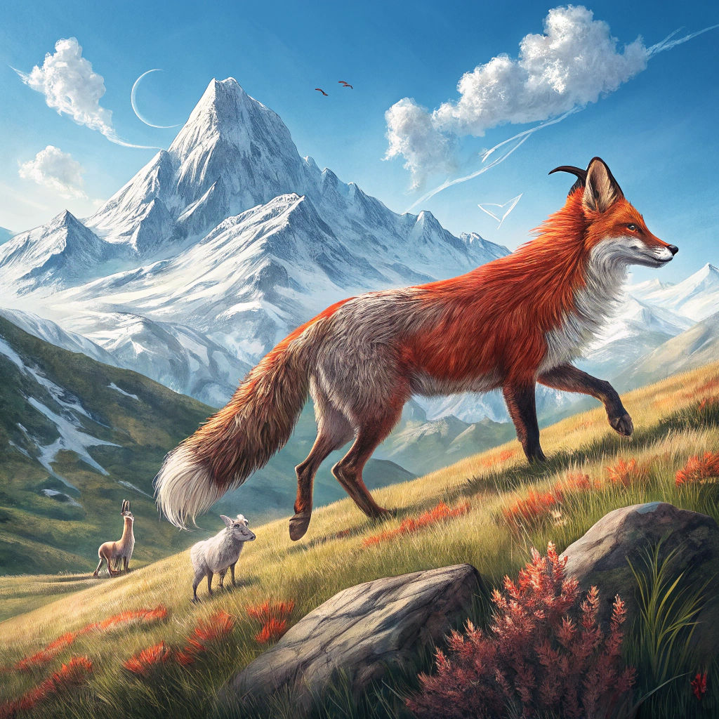 Majestic Red Fox Strutting Through Mountain Landscape