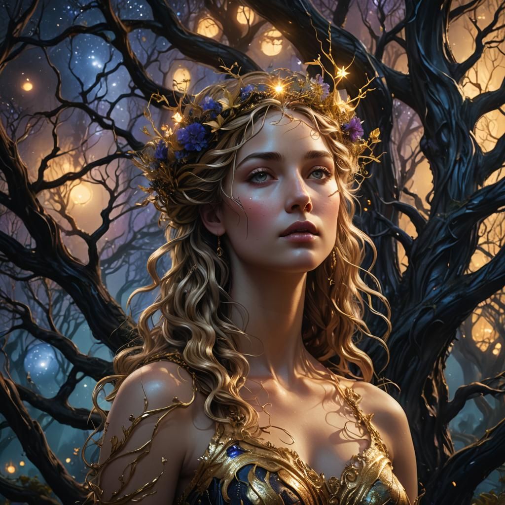 Aphrodite in Mystical Forest: Hyper-Realistic Matte Painting