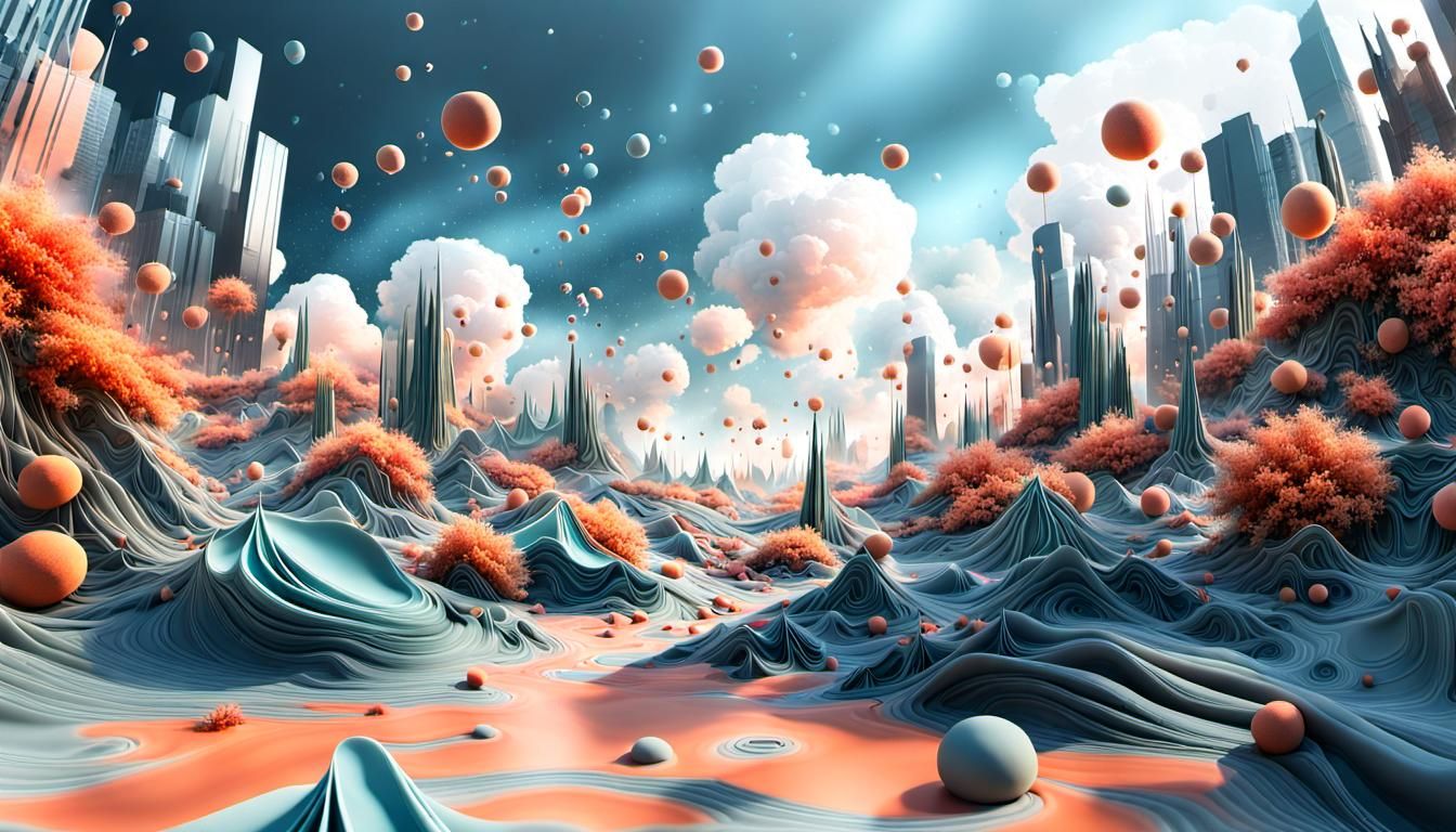 Hyperreal Abstract Cityscape with Epic Lighting