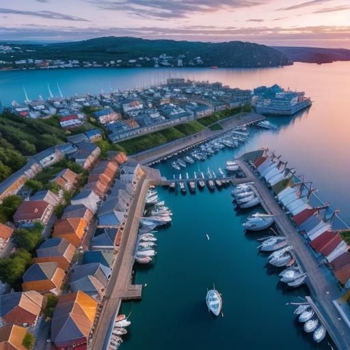 Fantasy Harbor Sunset Drone View