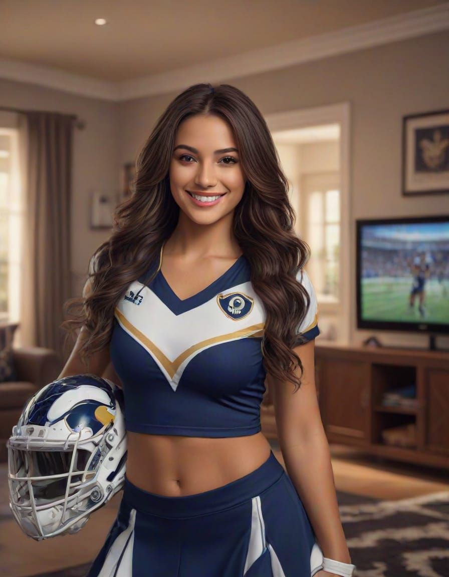 Sultry Latina Cheerleader Enjoys Rams Game Night