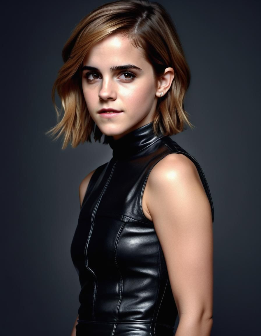 Glamorous Photo of Woman in Leather Dress