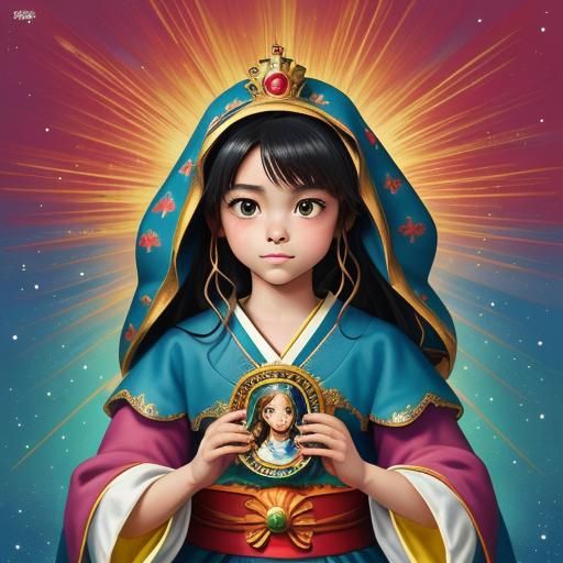 Disney Style Virgin of Guadalupe: Anime Visual