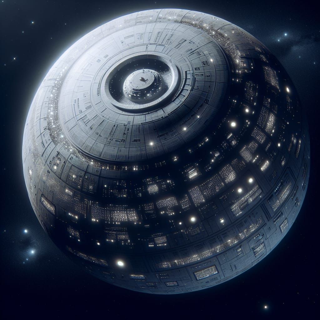 Futuristic Spherical Spaceship in Starry Void
