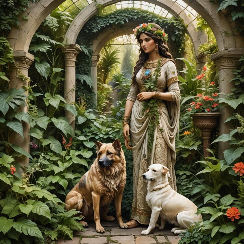 Gula: Mesopotamian Goddess in a Mystical Garden