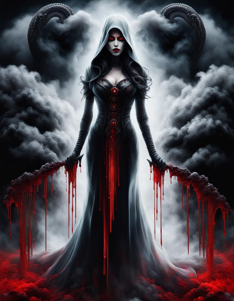 Horrific Ghost with Red Eyes in Negative Colors