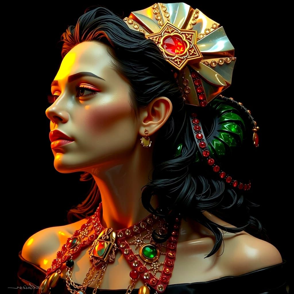 Hyperrealistic Sculpture Reflecting Grandeur