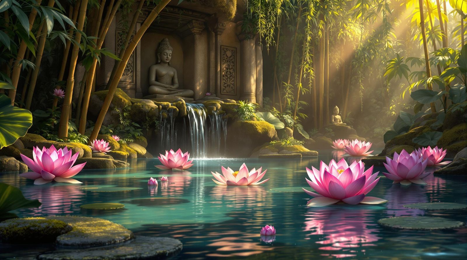 Sacred Balinese Jungle Oasis in Vibrant Digital Painting