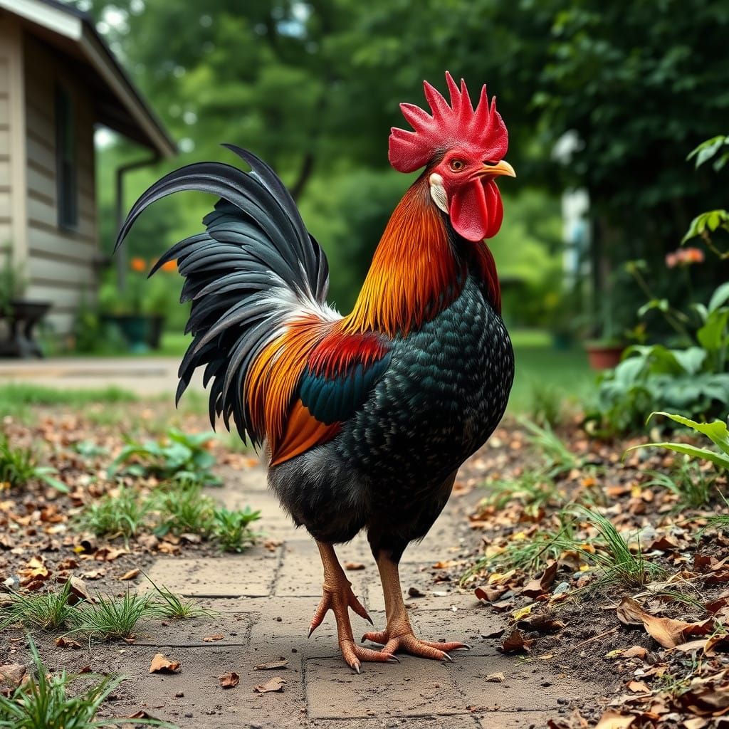 Vibrant Rooster in Motion