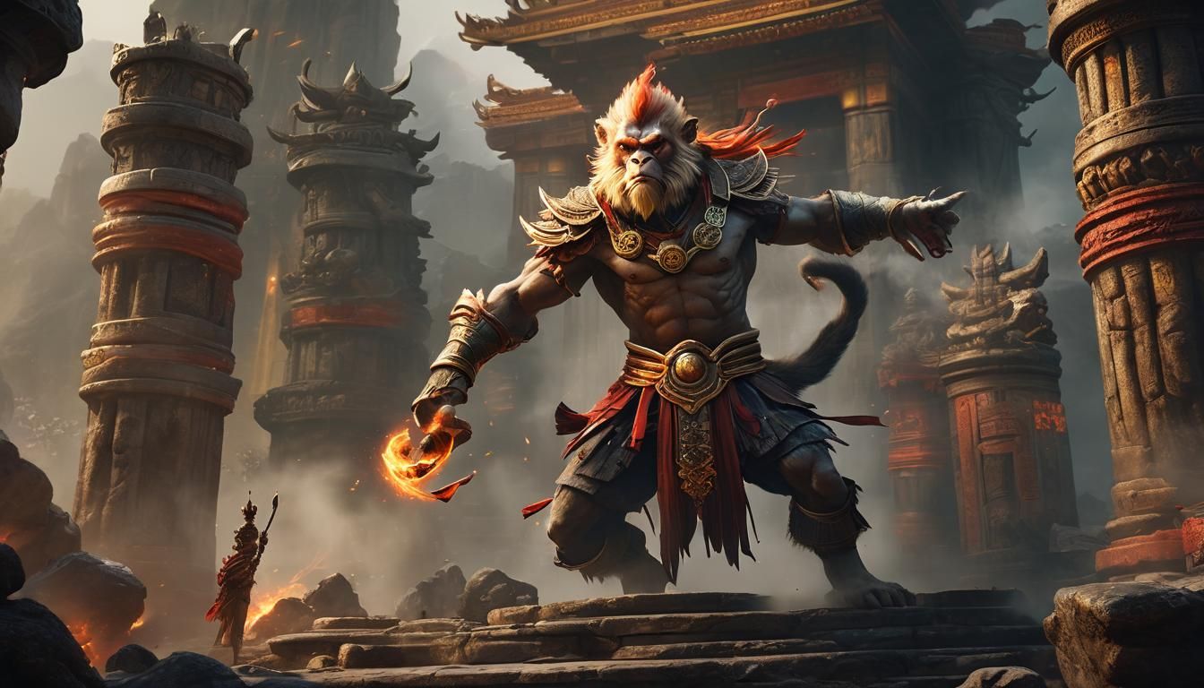 Monkey King Battles Elder in Mystical Arena