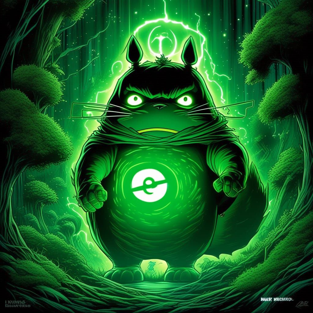 Totoro as Green Lantern in Comic Book Art