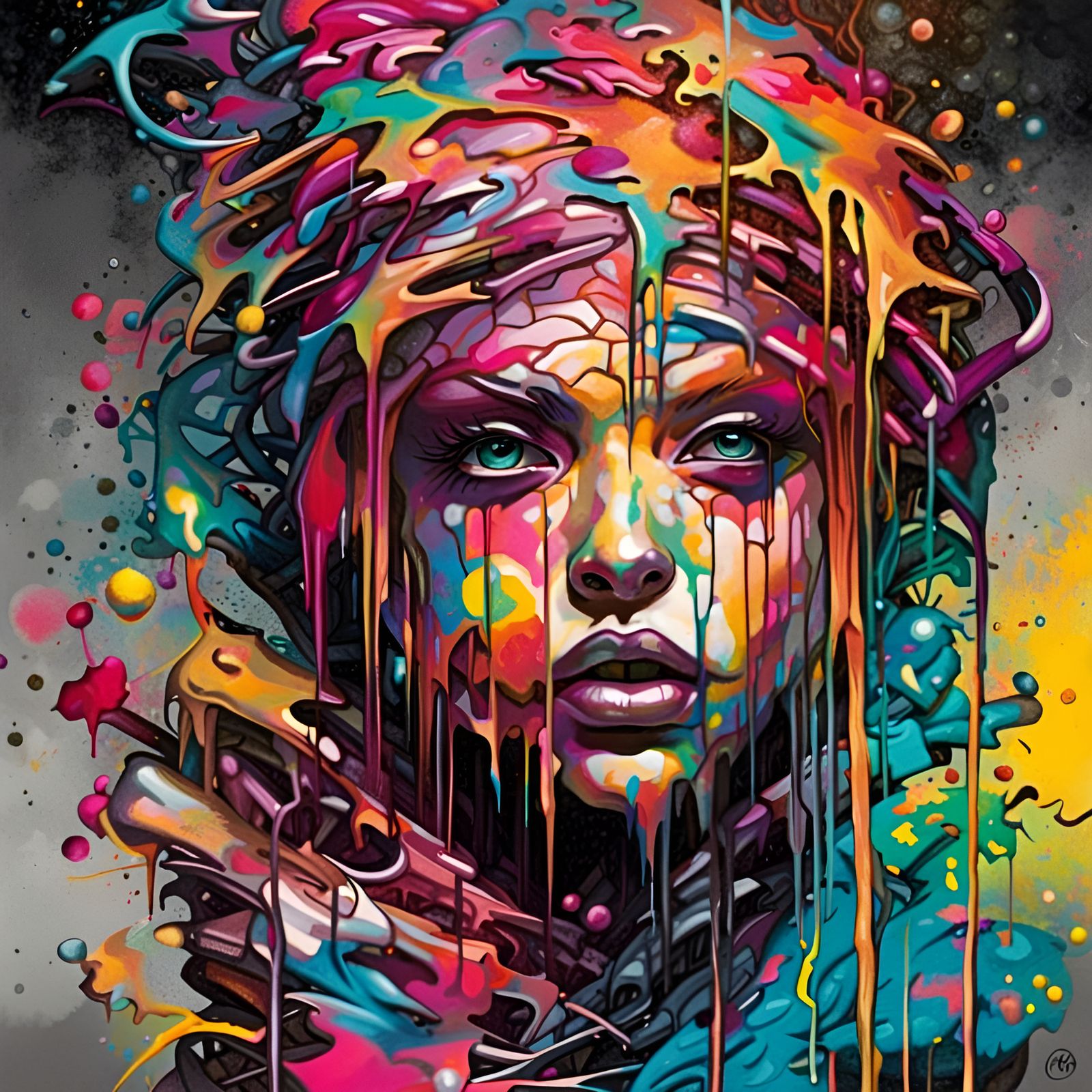 Colorful Web of Desires in Graffiti Art Style