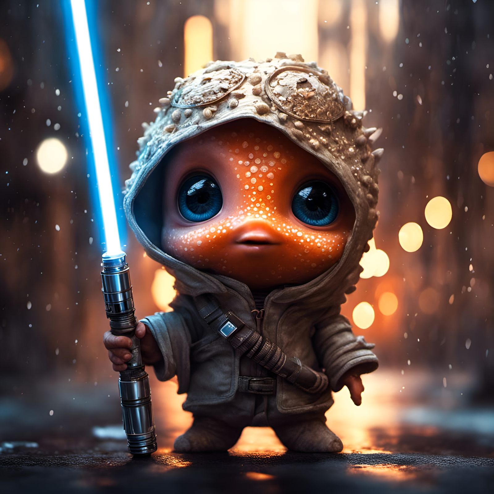 Chibi Starfish Warrior with Lightsaber