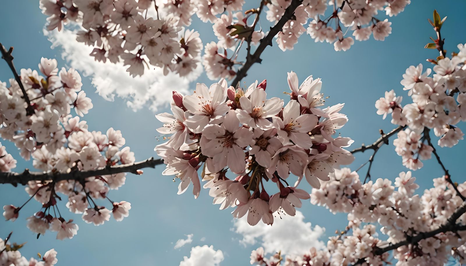 Cherry Trees in Serene Hyperrealistic Landscape