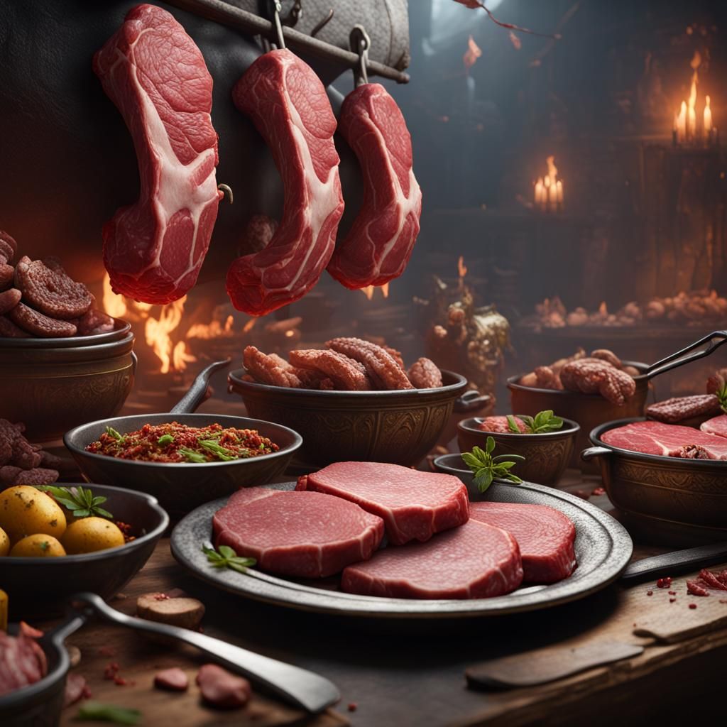 Detailed Matte Painting of Meat in Unreal Engine