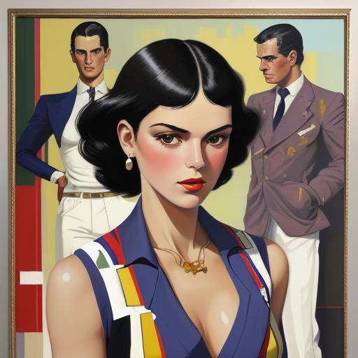 1920s Fashion Illustration in Oil Painting Style