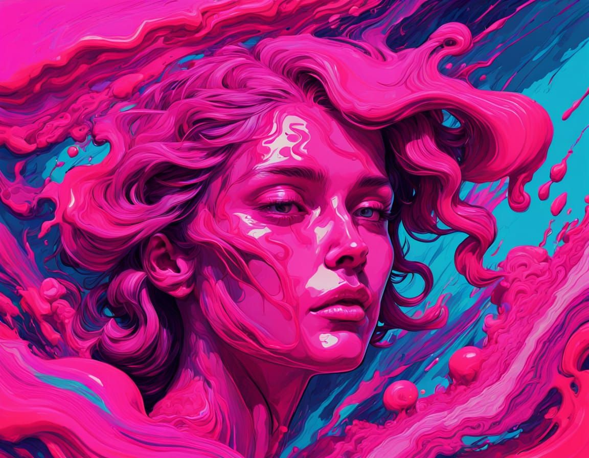 Surreal Psychedelic Landscape in Neon Colors