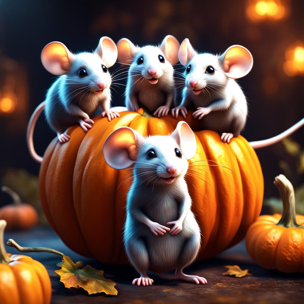 Mice on Pumpkin: Fantasy Art in Unreal Engine