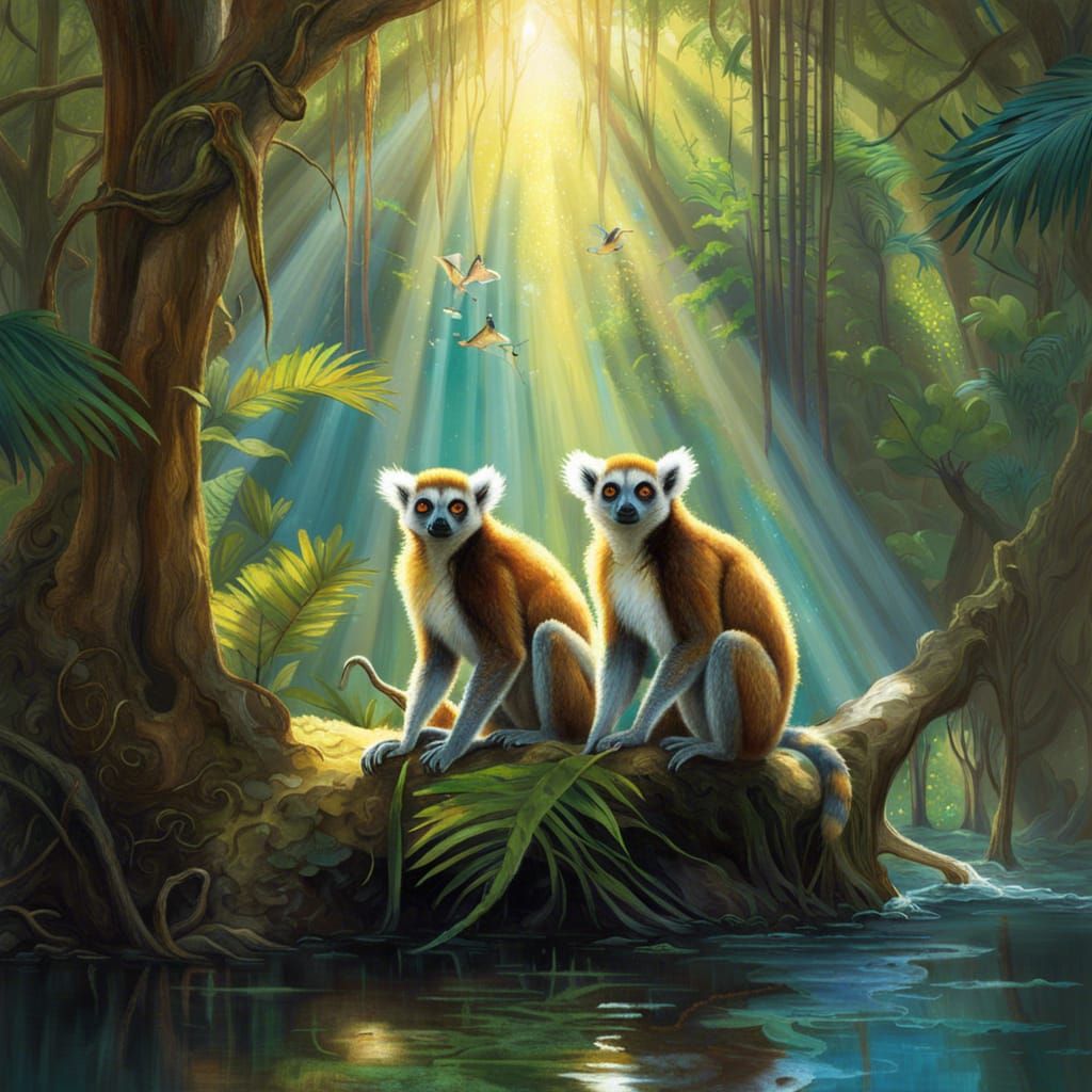 lemurs in mangrove forest