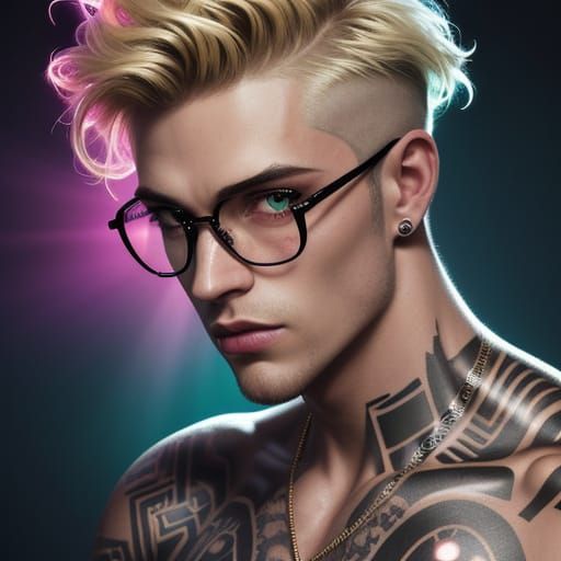 Grunge-Inspired Fashion Icon Under Neon Lights