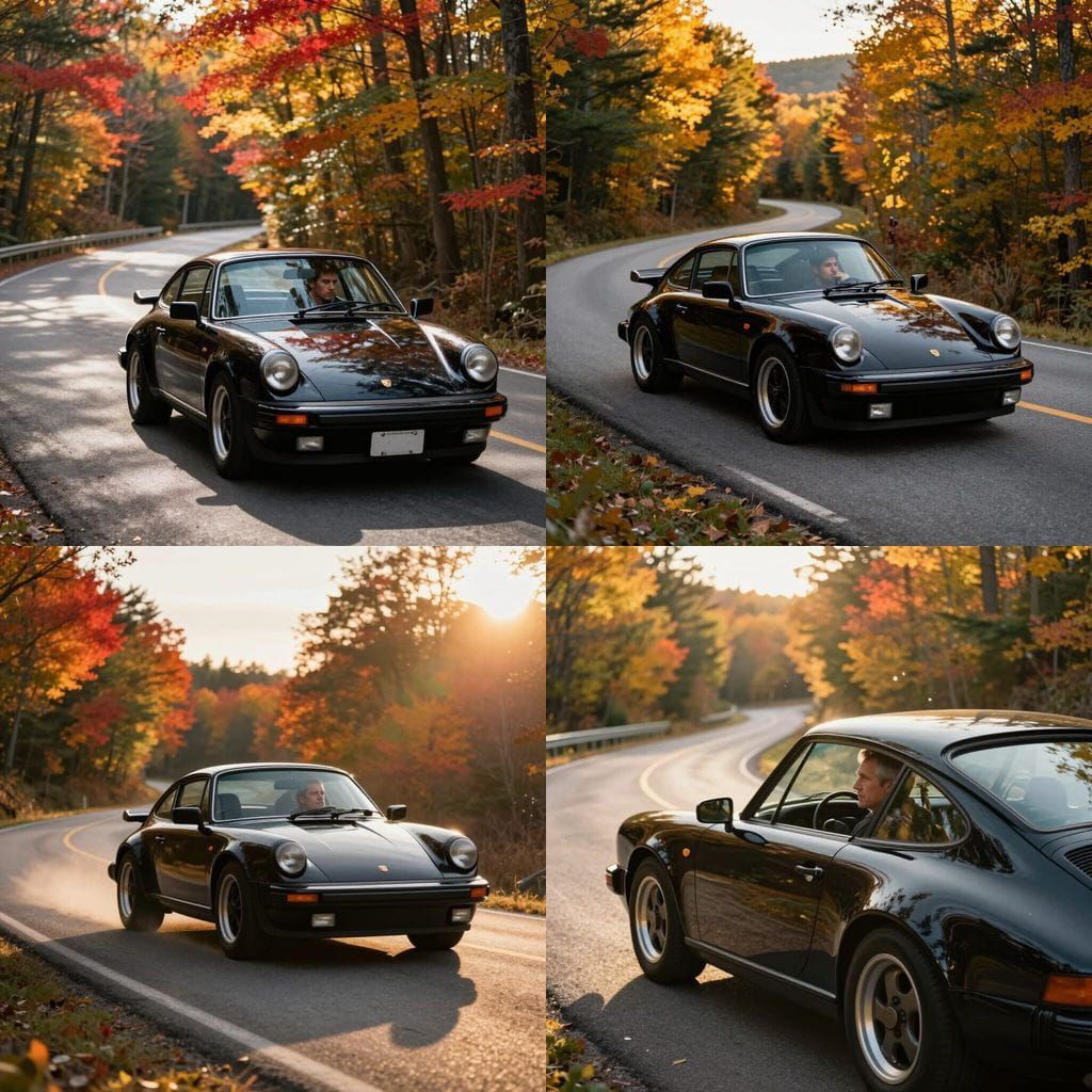 Realistic 1987 Porsche Driving Vermont Road