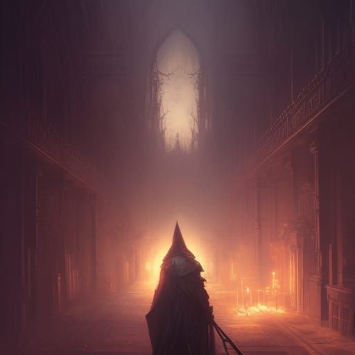 Detailed Wizard Portrait in Dark Fantasy Style