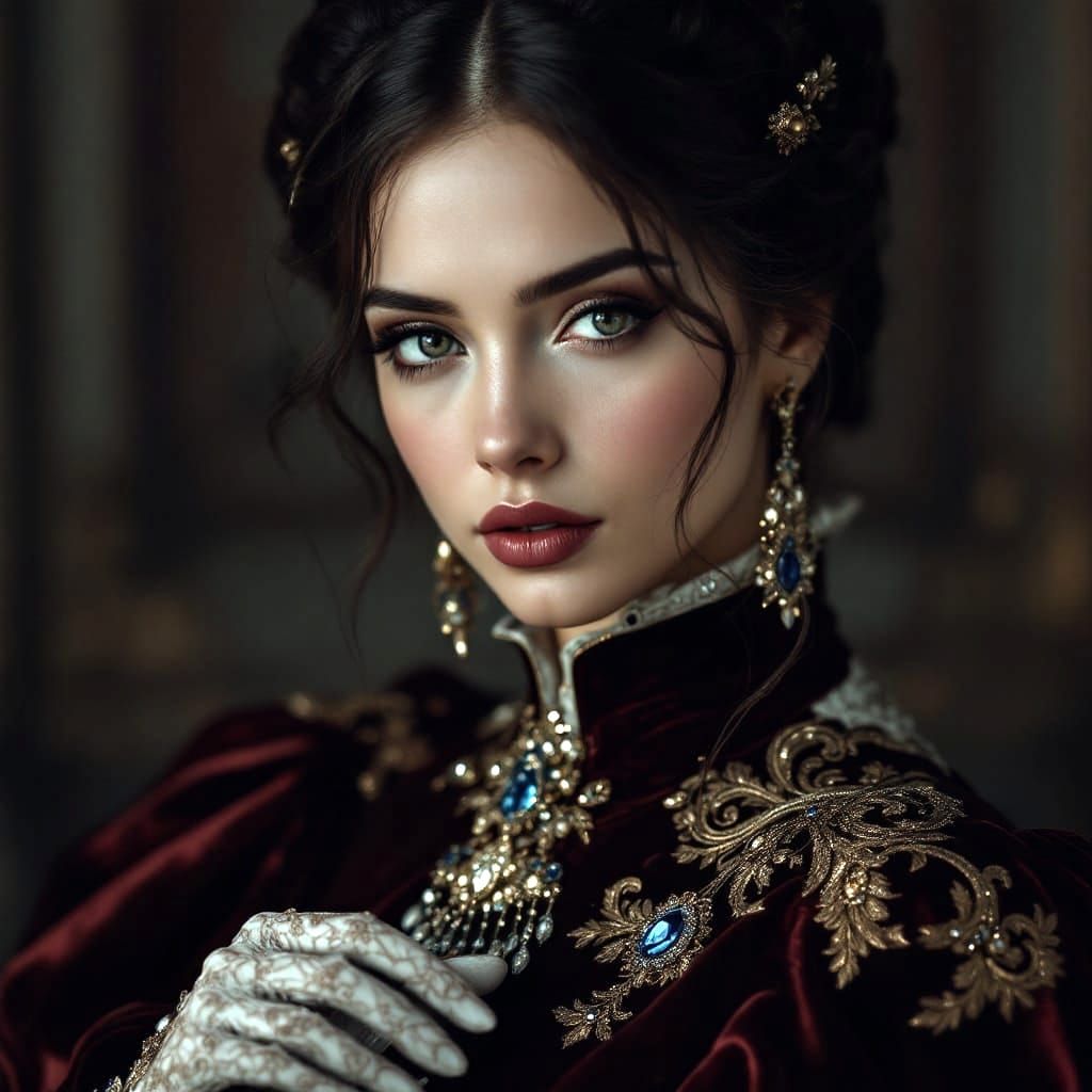 Victorian Era Brunette Beauty in Exquisite Detail