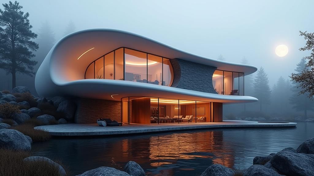 Futuristic House with Corten Steel in a Digital Art Style