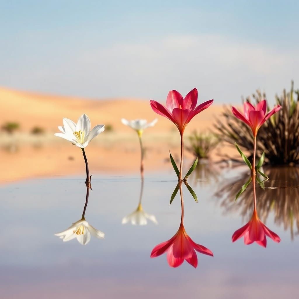Surreal Namibian Landscape with Wild Lilies in Bloom
