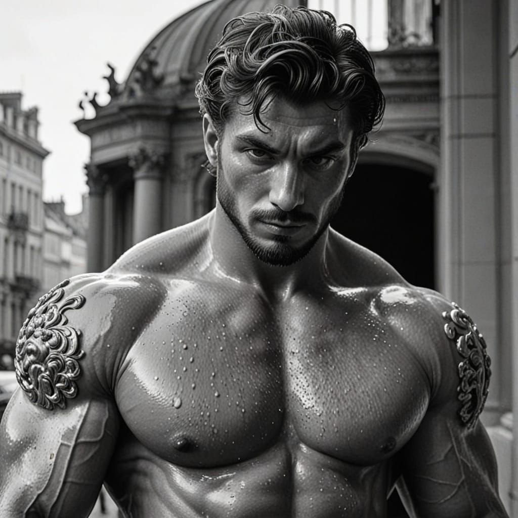 Bearded Alpha Male in Aubrey Beardsley Ink Style