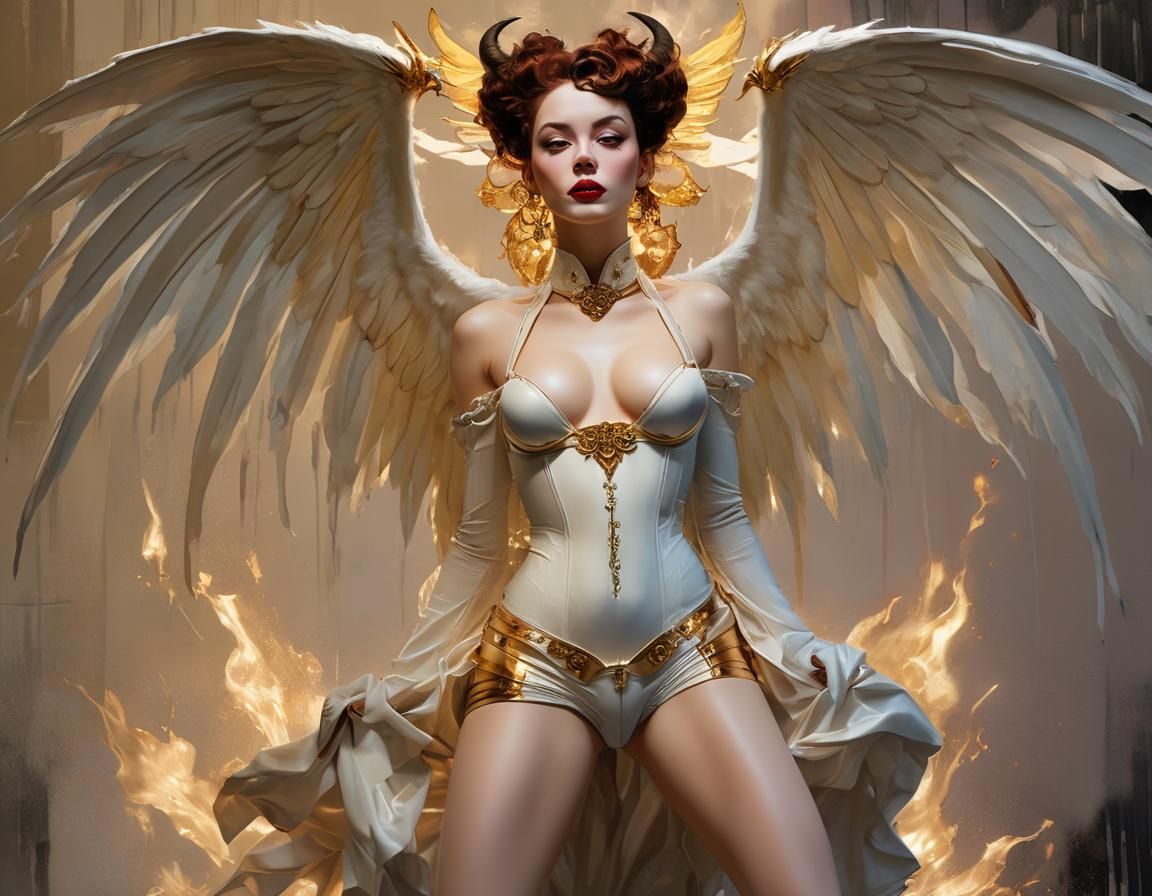 Dramatic She-Devil Portrait in Golden Hour Lighting