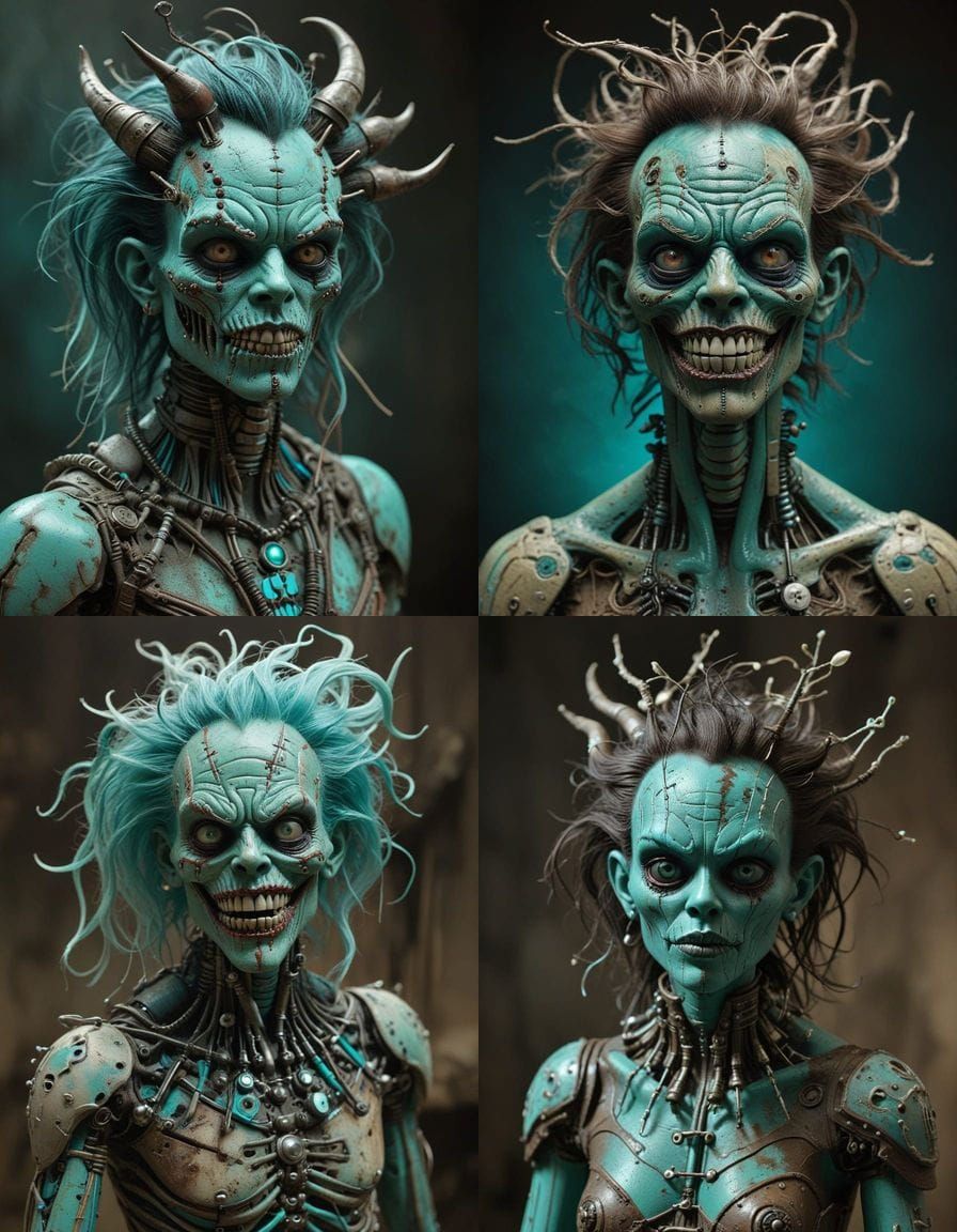 Surreal Devil Voodoo Puppet in Sepia Horror Scene