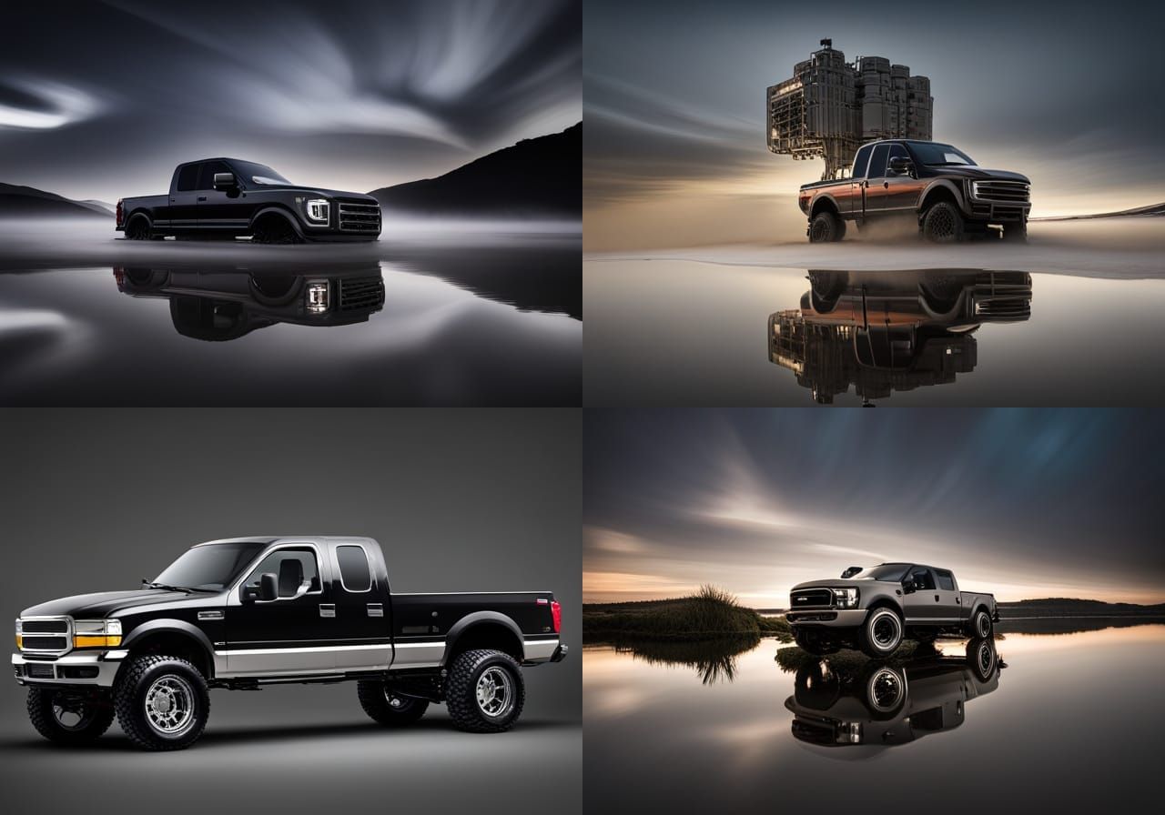 Black F-250 Pickup with Low Suspension