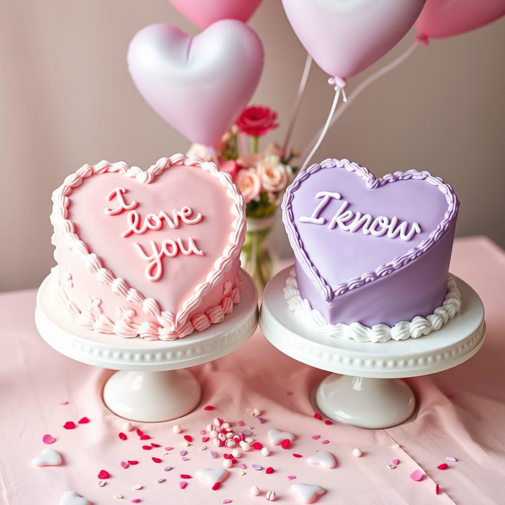 Whimsical Conversation Heart Cakes in Pastel Hues